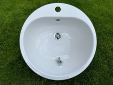 Alape Einbauwaschbecken Stahl-Email weiß, mit Hahnloch und Überlauf