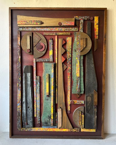Holz collage wandobjekt 1992 - holz,