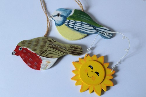 Vögel und sonne aus holz - vögel,