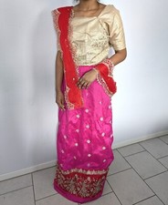 Neues ungetragenes Indisches Lehenga Choli in Universalgröße - Rosa/ Rot - 3 tlg