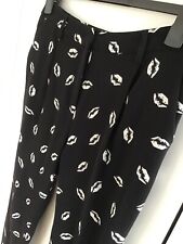 essentiel antwerp bundfalten hose 38 mund print schwarz boho blogger business