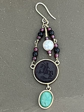 Ohrhänger Ohrring Sonderanfertigung / Gelbgold GG750 / antike Gemme, Smaragd...