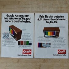 2x Graetz Fernseher 1971 Vintage Adv Werbung Anzeige Reklame Advert Werbeanzeige