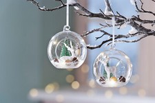 LED-Glaskugeln "Winter Time" 2er-Set Deko LED Beleuchtung Dekoration Hängedeko