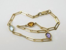 Armband 585/-14k Gelbgold ca. 19,5 cm mit farbigen synthetischen Steinen NEU 028