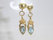 Ohrstecker 333 Gold 8K Gelbgold Blautopas Ohrringe Ohrhänger ohne Ohrmutter 6569