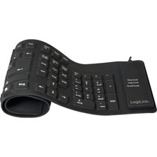 LogiLink ID0019A USB Tastatur Deutsch, QWERTZ Schwarz Faltbar, Spritzwasserge...