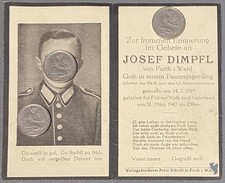 Sterbebild Totenzettel WK2 WW2