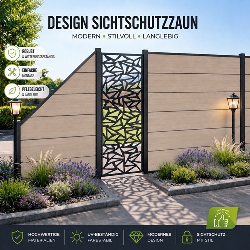 Wpc sichtschutzzaun sand - sichtschutzzaun, xl