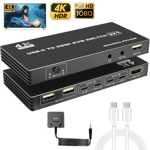 Usb kvm switch 2x1 60hz - usb, c