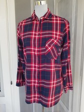 Via Cortesa * Blusen Hemd * Flanell * Blau / rot * Druckknöpfe * 38 * NEU