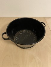 Emaille Sieb Schwarz Vintage