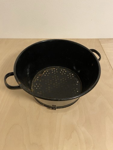 Emaille sieb schwarz vintage - emaille,