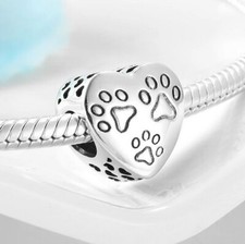 Charm Perle Herz Pfote 925