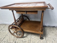 Teewagen mit Fliesen Servicevagen Tisch Wagen Vintage Landhaus Eiche Kommode