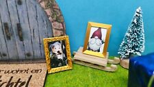 2 Stück Mini goldene Bilderrahmen als Zubehör für Wichteleinzug, Puppenhaus
