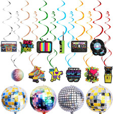 80er Jahre Party Deko 40 Teile Retro Spiralen Luftballons Banner Geburtstag