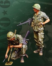 Maßstab 1:35 US Minendetektor Team inkl. 2 Männer Resin Figur Modellbausatz Miniatur