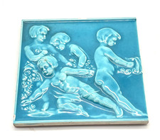 Antike Wandfliese Jugendstil Wandkachel Kachel Fliese Relief Art Nouveau 15cm