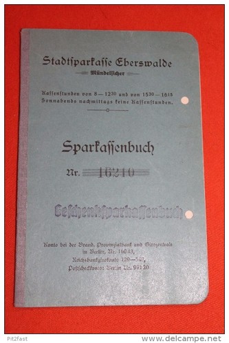 Altes sparbuch eberswalde - eberswalde,