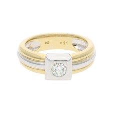 Damenring 750/000 (18 Karat) Gold Bicolor mit Brillant getragen 25321820 52.5