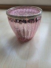 Windlicht Bauernsilber Rosa 10cm Hoch 10cm Durchmesser Silberrand 