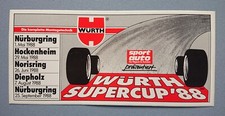 Aufkleber Motorsport Oldtimer Würth Supercup 1988 Nürburgring 16,2 x 7,5 cm