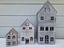 Windlicht Häuschen Grau