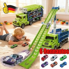 Transport Truck Spielzeug Autos Tragbares Rennbahn mit Rennwagen für Kinder NEU