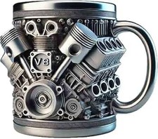 V8 Tasse Edelstahl mit Motoren