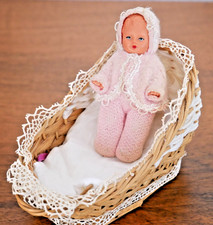 Antikes Puppen Bett / Puppenwagen 1950/60, Puppenstube, Puppenhaus Minipuppe