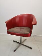 50er Jahre Stuhl Sessel ROT Kunstleder GRAU Stoff VINTAGE RETRO Cocktail Lounge