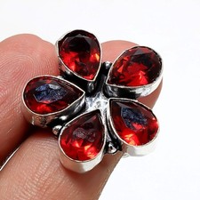 Mosambik Granat Edelstein Ring Handarbeit Jahrestag Geschenk Schmuck 7,75" MX...