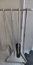 Kaminbesteck Edelstahl Design, Sehr guter Zustand, vierteilig mit Handschuh