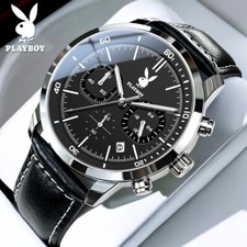 Herren Armbanduhr Chronograph Playboy Look klassische Herrenarmbanduhr Schwarz
