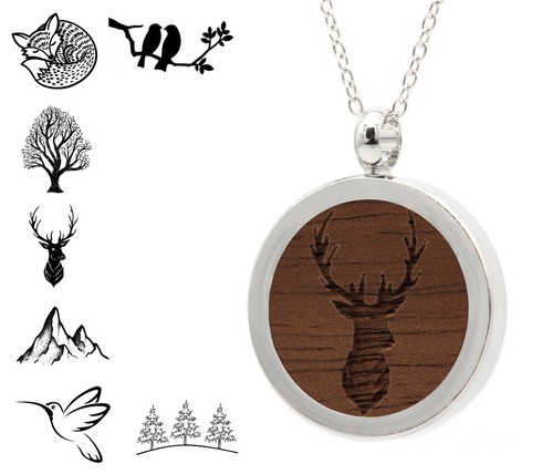 Kette anhänger holz medaillon - kette,