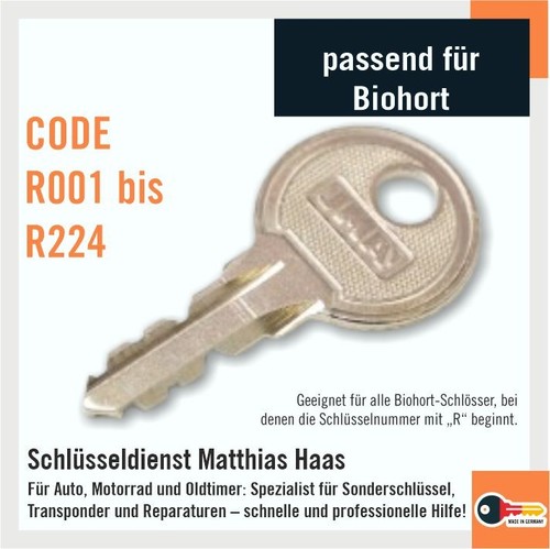 Schlüssel code r001 bis - code, r224