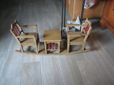 vintage Puppen Sitzgruppe Schaukelbank Schaukelstuhl für 2 Puppen oder Teddys