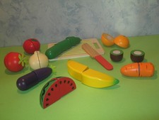 Kaufladen Zubehör Holz Tablett Obst Gemüse Messer Kinderküche