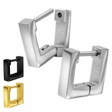 1 Paar Klapp Creolen Edelstahl eckig gold silber schwarz glänzend Basic unisex