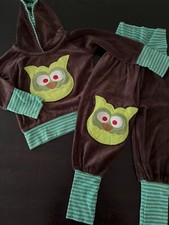 ★ kindiana ★ Jogginganzug  braun Eule ★ Handmade ★ Gr.92/98 ★