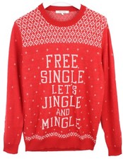 MOODS OF NORWAY Pullover Herren Groß Wollmischung Dünn Rot Weihnachten Aufdruck