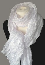 edler uni Damen Knitterschal Seidenschal 100% Seide weiß crash crinkle Schal 303