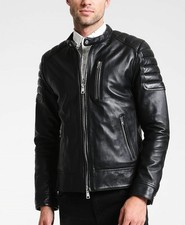 Herren Schwarz Leder Biker