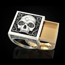 Skull, Biker, Herren Schädel Ring mit Geheimfach  Größe 59