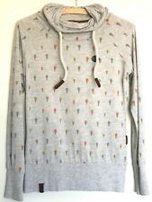 NAKETANO Hoodie Longshirt mit Eis Eistüten bunt in grau meliert Größe S