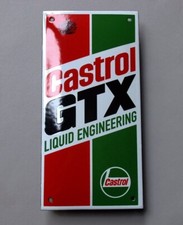 Castrol GTX LIQUID ENGINEERING Garage Emailschild MAKELLOS Tür Schild 10x20cm