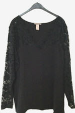 "H&M" Shirt Damen Langarm Oberteil Gr.3XL Shirt schwarz