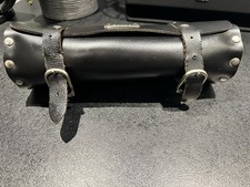 Virago Gabeltasche Leder Schwarz Nieten 32x10x9 Gepäcktasche 