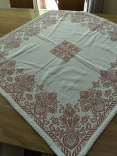 Landhausstil Mitteldecke , Tischdecke 76 x 76 cm . Altrosa . Zweiseitig 